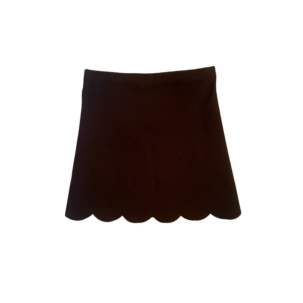Glam Scalloped Hem Pull On Black Mini Pencil Skirt medium Stretch